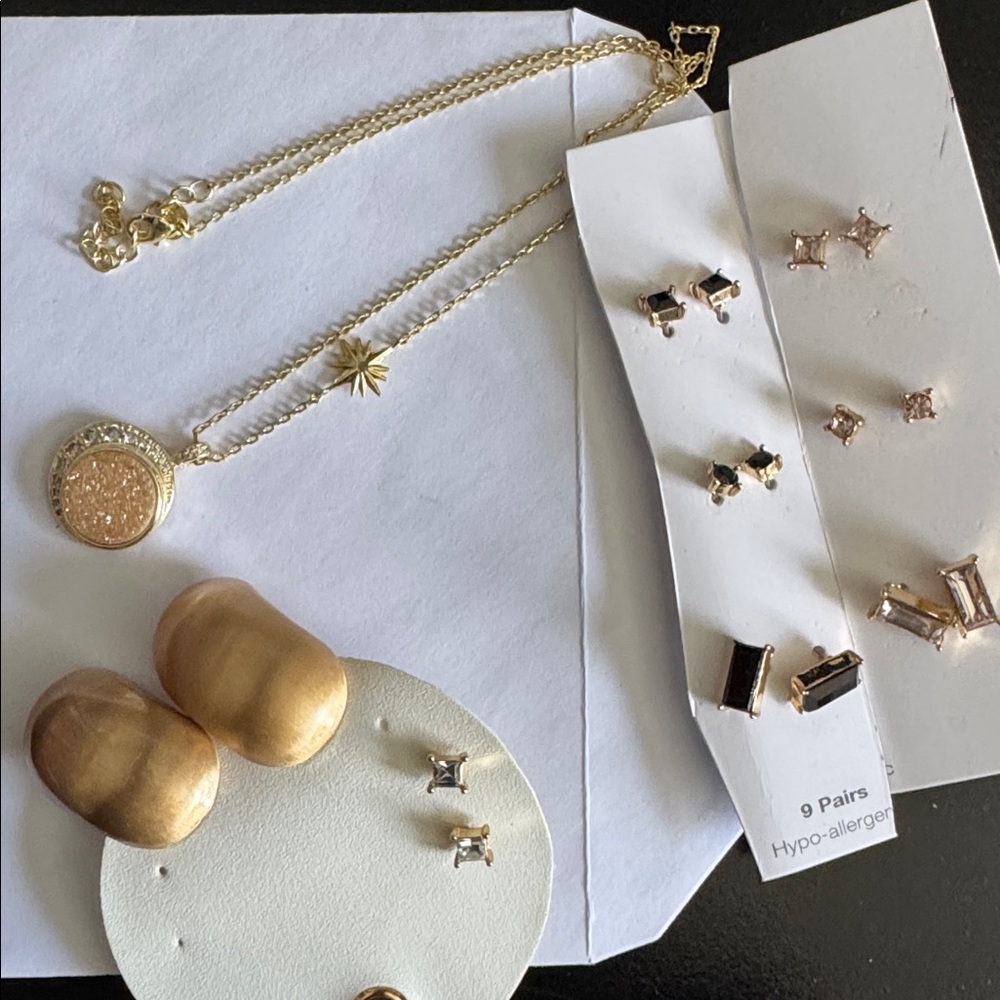 Bundle Gold Earrings and Jewelry Lot